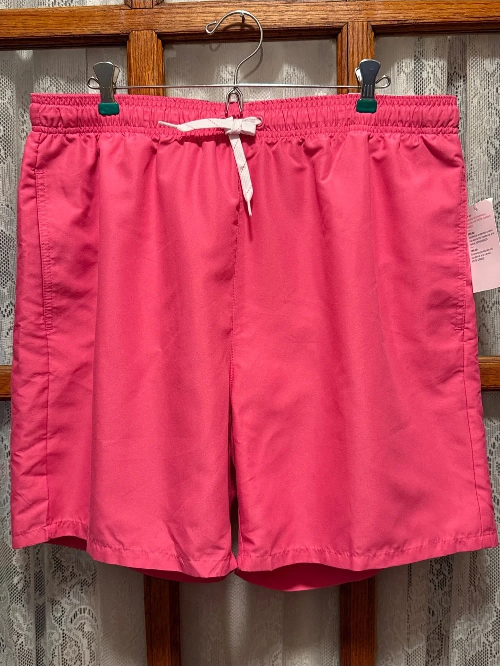 NWT Old Navy Bright Pink Men's Swim Trunks with Drawstring